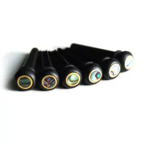 Ebony Abalone Brass Bridge Pins by Guitar Anatomy