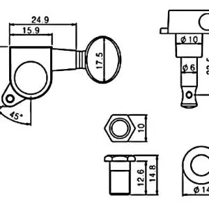 Tuners for Stratocaster and Telecaster Guitar GA05 Machine Heads by Guitar Anatomy