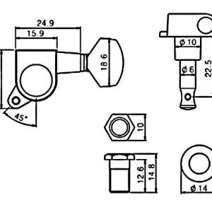 Tuners for Stratocaster and Telecaster Guitar GA07 Machine Heads by Guitar Anatomy