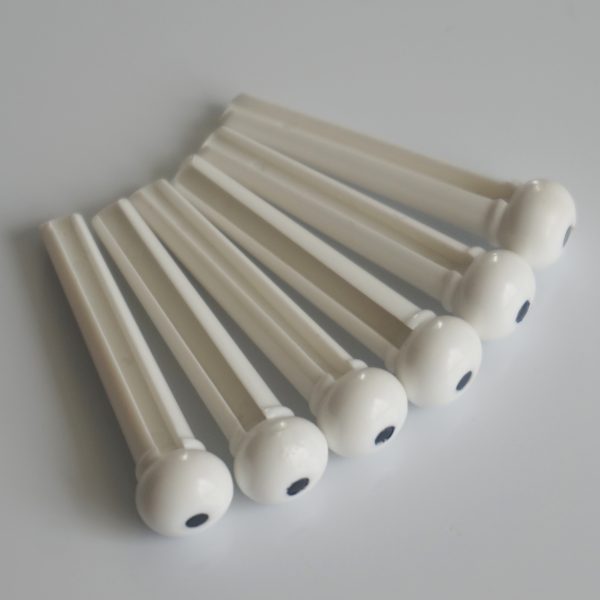 White Guitar Bridge Pins String Pegs with Black Dot Inlay