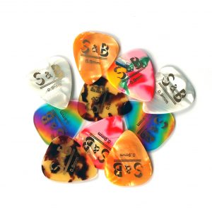 10x Pearloid Guitar Picks Plectrums S&B Mixed Set Acoustic Electric - 0.9mm | Guitar Anatomy