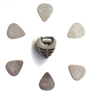 6x Extra Grip Aluminium Metal Guitar Picks Plectrums Dadi Acoustic Electric with Pick Holder - 0.78mm | Guitar Anatomy