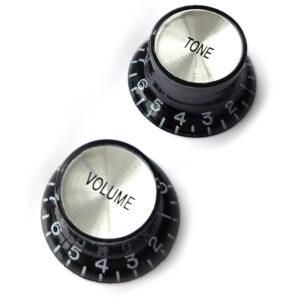 Left Handed Top Hat Bell Reflector Knobs – Black Silver | Guitar Anatomy