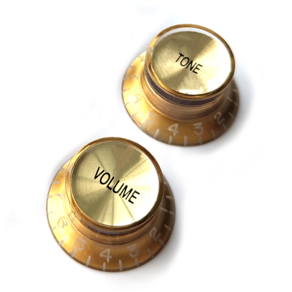 Left Handed Top Hat Bell Reflector Knobs – Gold | Guitar Anatomy