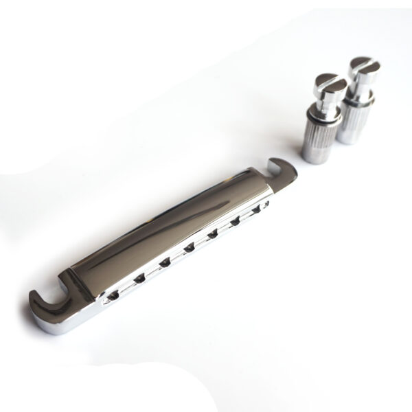 7 String Stop Bar Tailpiece - Chrome Black Gold | Guitar Anatomy