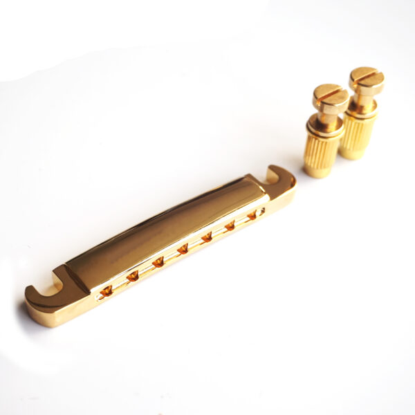 7 String Stop Bar Tailpiece - Chrome Black Gold | Guitar Anatomy