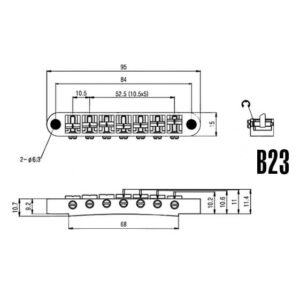 7 String Tune-O-Matic Bridge Chrome Black Gold | Guitar Anatomy