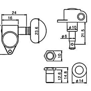 Guitar Anatomy Tuners for Stratocaster and Telecaster Guitars – Chrome with Pearl GA05 Machine Heads