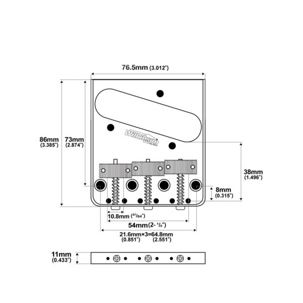 Wilkinson Ashtray Bridge with Threaded Saddles - Guitar Anatomy