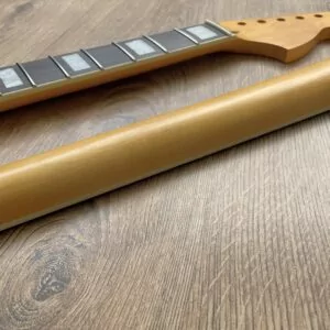 Alternative view of Stratocaster Compatible Vintage Nitro Satin and Rosewood Guitar Neck 70s Large Headstock with Pearl Inlays