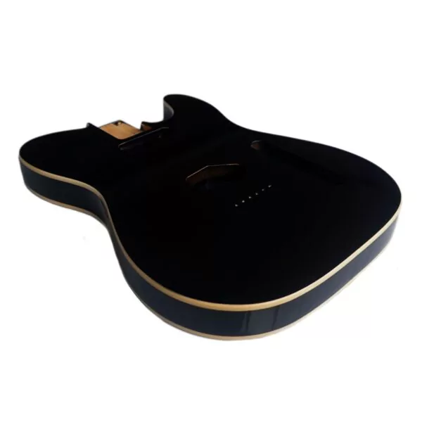 Telecaster Guitar Body - Black Gloss with Vintage Cream Binding - 2 Piece American Alder - Image 2